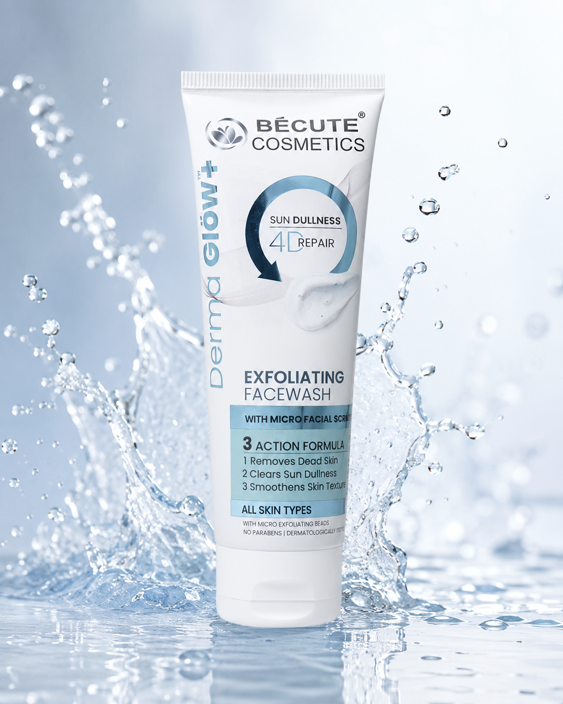 BÉCUTE Derma Glow+ Exfoliating Face Wash – 4D Sun Dullness Repair