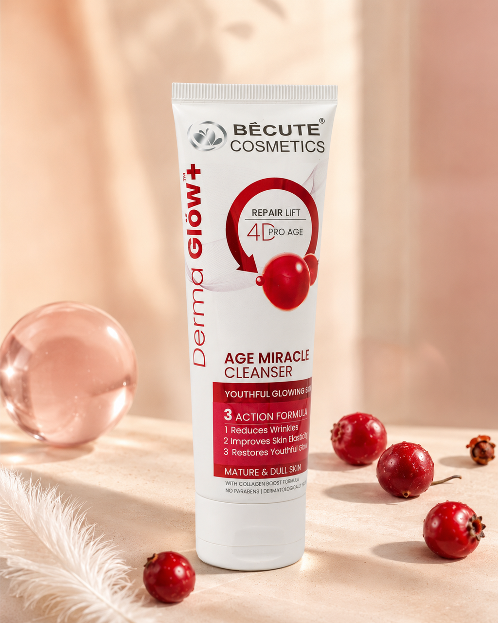 BÉCUTE Derma Glow+ Age Miracle Cleanser – 4D Pro Age Repair