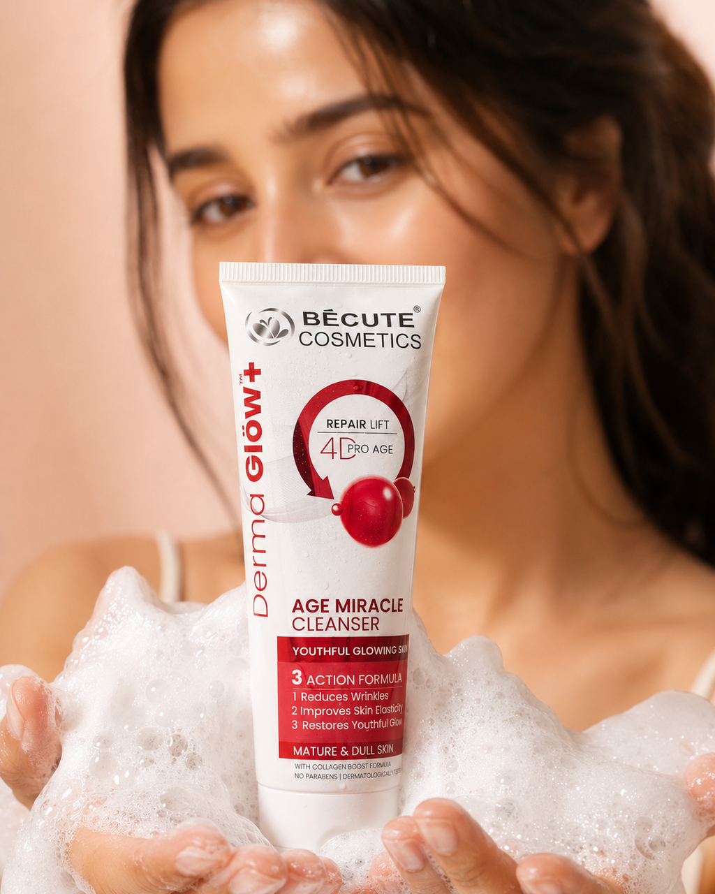 BÉCUTE Derma Glow+ Age Miracle Cleanser – 4D Pro Age Repair