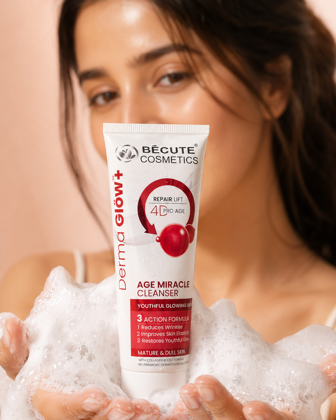 BÉCUTE Derma Glow+ Age Miracle Cleanser – 4D Pro Age Repair