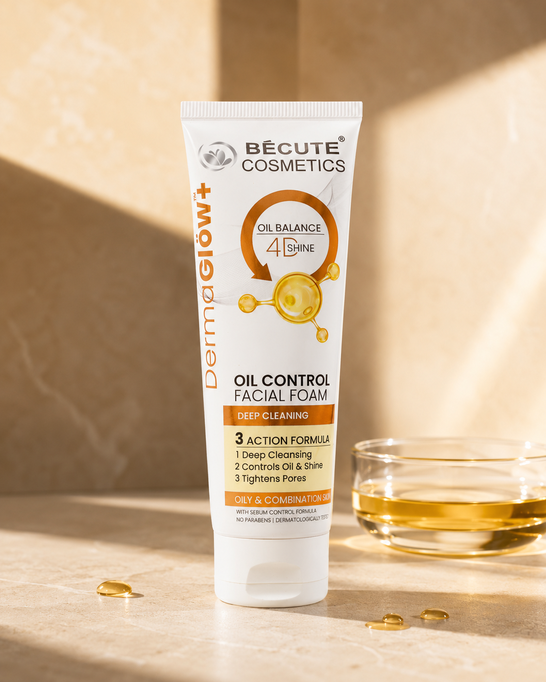 BÉCUTE Derma Glow+ Oil Control Facial Foam – Oil Balance 4D Shine