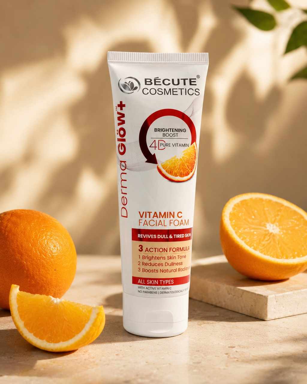 BÉCUTE Derma Glow+ Vitamin C Facial Foam – Brightening Boost 4D Pure Vitamin