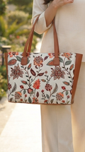 The Earth-Tone Botanical Side Rexine Tote