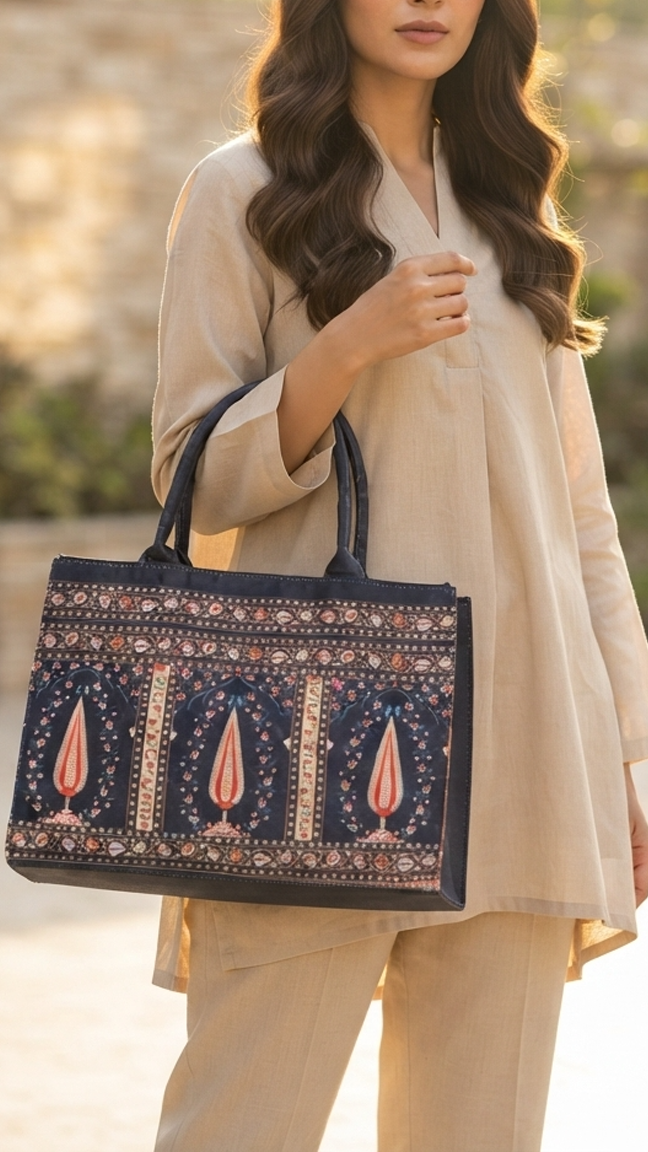 The Indigo Arch Folk-Art Heritage Tote
