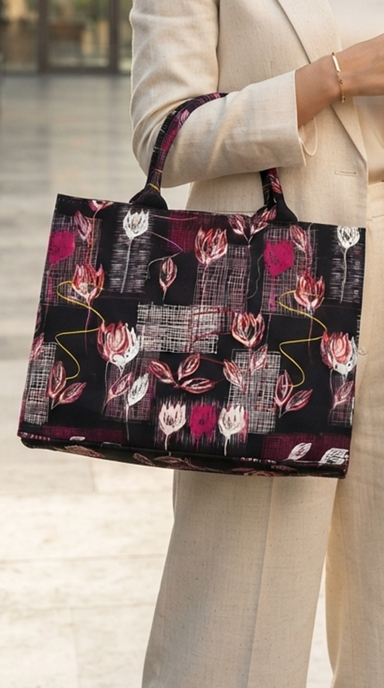 The Midnight Tulip Canvas Tote