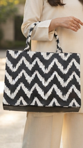 The Monochrome Chevron Ikat Tote