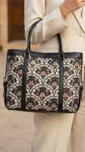 The Onyx Blossom Scallop Strap Tote