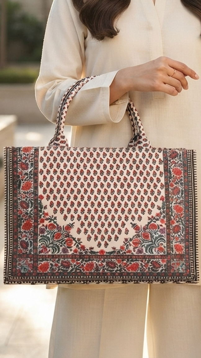 The Royal Mehraab Floral Canvas Tote